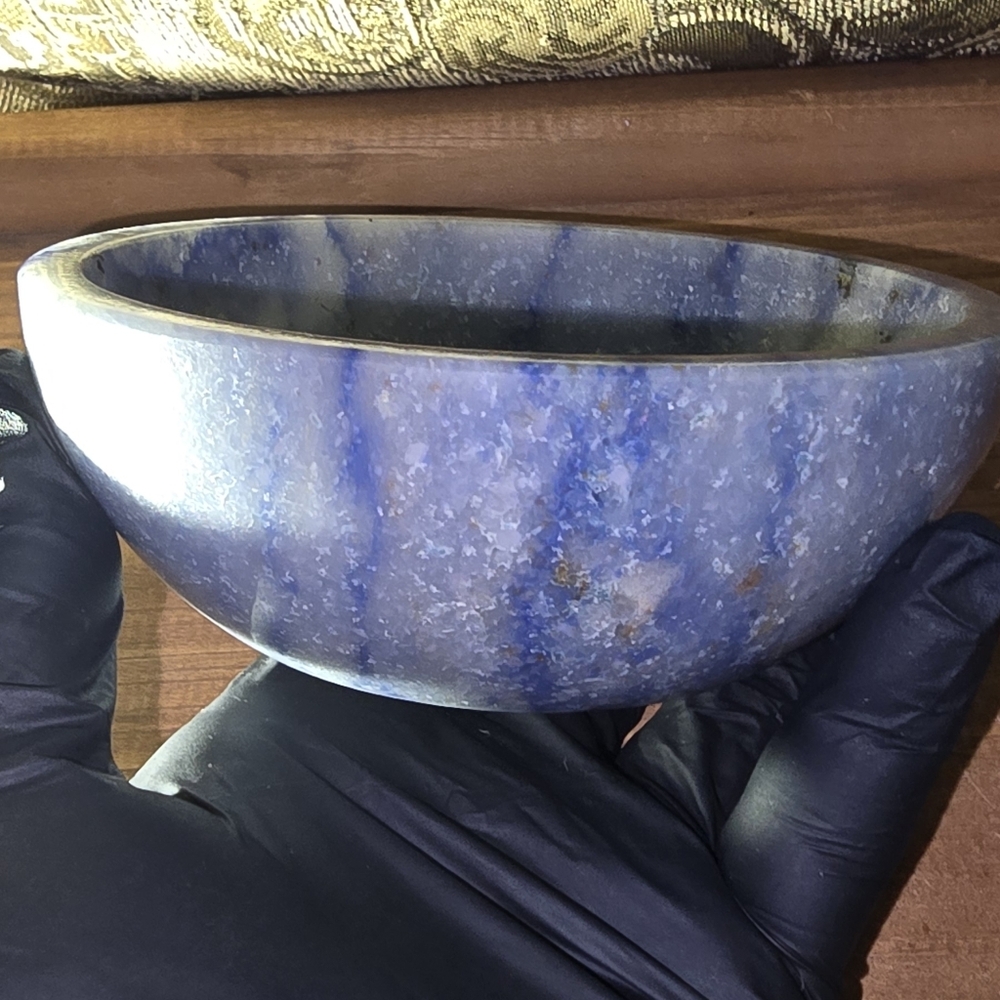 Blue Brazilian Azul Maucaubas Quartzite Crystal Stone Bowl
